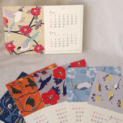 【2024年】 野鳥と花のカレンダー【PETケース付き】使用後はポストカードに