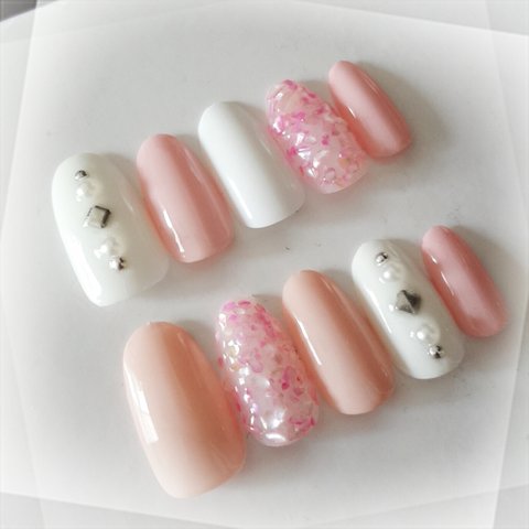 Crush shellネイルチップ Pink◇