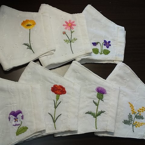 yumi様専用【刺繍マスク】ワンポイント刺繍マスク 一週間セット    