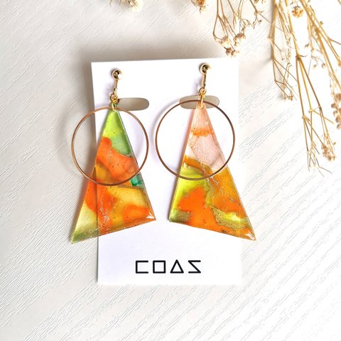 COAS  3角ピアス/イヤリング  イエロー 003