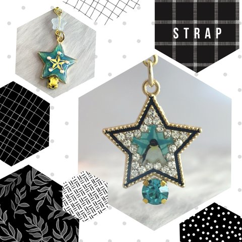 BLACK STAR ★ 皇帝ペンギンと一番星のストラップ