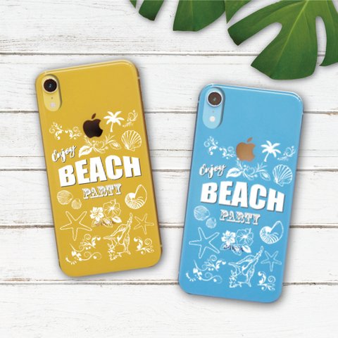 「Beach Party」クリアハードケース （iPhone・Android対応）#sc-0081-c【受注生産・通常5～6営業日発送】