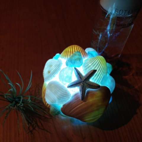 ～海マーメイド～貝殻ランプ シーグラス