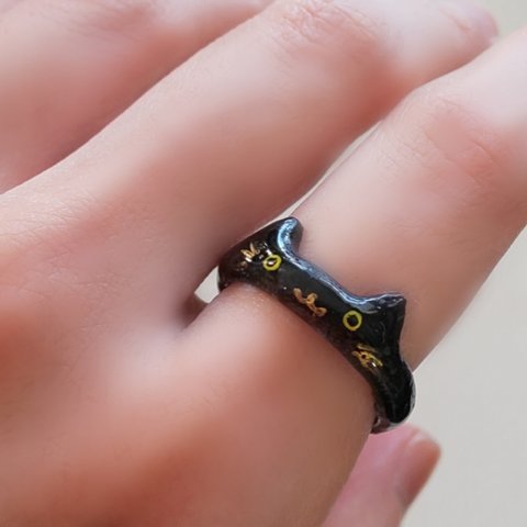 黄色目 黒の猫 ゆびわ！ 🐱 リング  指輪