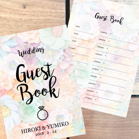 【大人気】お花の芳名帳 ☑︎guest book【100名様用】A4縦タイプ