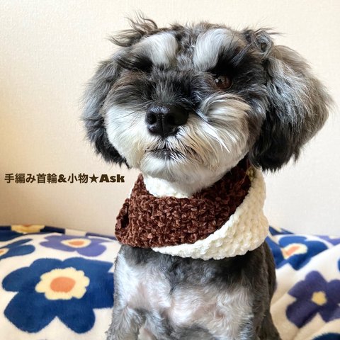 犬猫用♪手編みのバイカラースヌード