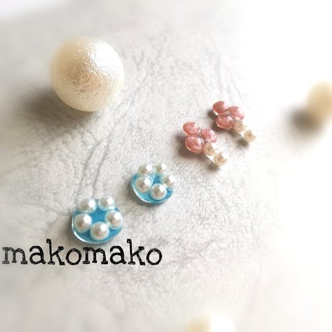 小ぶりパールピアス２点セット　ピアス＆イヤリング