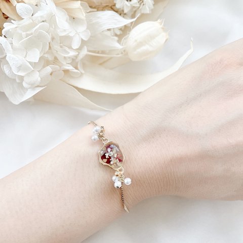 薔薇 の 花びら たっぷり♡ 18k メッキチェーン ブレスレット ばら　バラ