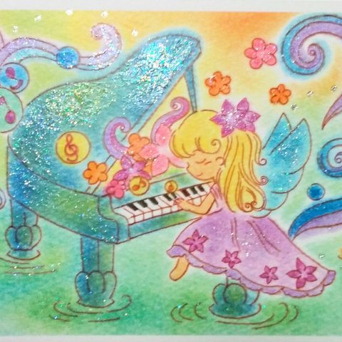 癒しのポストカード～天使とピアノ～☆