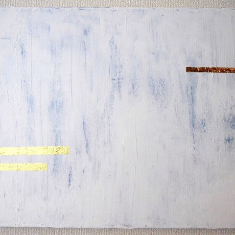 【SOLD】WHITE-I//キャンバス アクリル絵画 抽象画 インテリア モダンアート 白 ホワイト シンプル ゴールド おしゃれ