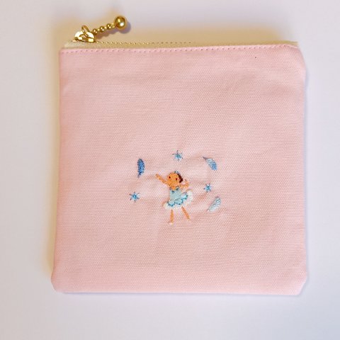 バレリーナ　刺繍ポーチ(ピンク②)