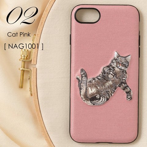 立体刺繍スマホケース iPhone PUレザー Lサイズ 猫 キャット ジュビリー jbiphcaseemb-007-NAG1001