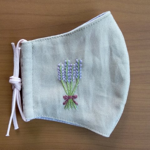 刺繍マスク(ラベンダー)　