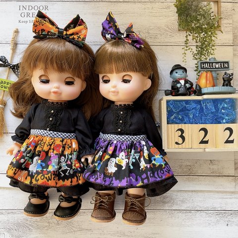 再販＊322ソランちゃん・メルちゃん服　ハロウィン　ワンピース&エプロン