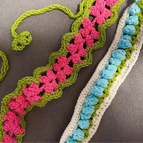 毛糸のお花ヘアバンド(Crochet flower hairband)