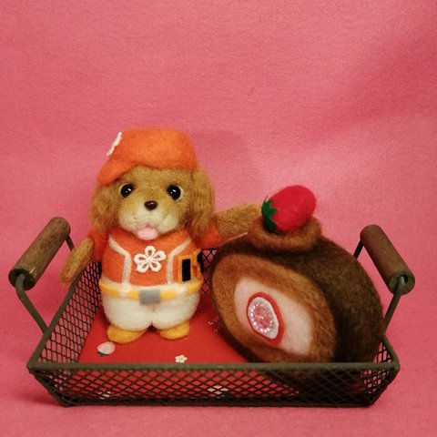 キューブ様オーダー品⚾ダックスフンドちゃん&🍓チョコレートいちごロールケーキ