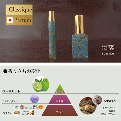 【復刻】和のクラッシクパルファン　洒落syaraku（しゃらく）10mlor15ml　レザーノート　香水