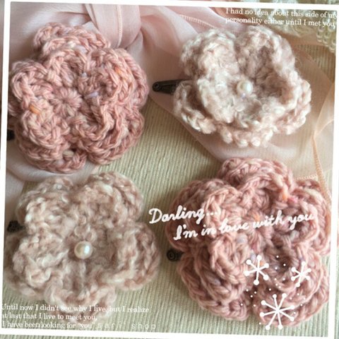 knit flower hair pin.♡