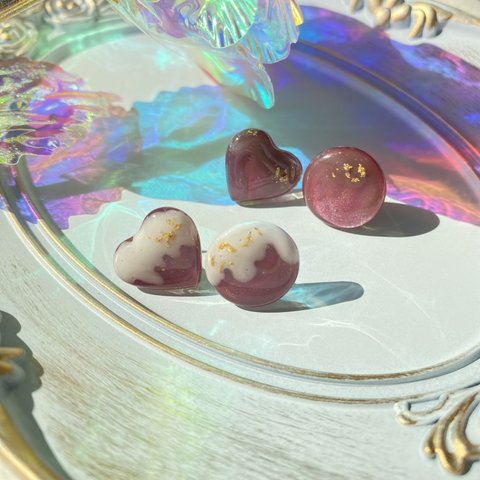  【ラズベリーホワイトチョコがけ】ピアス