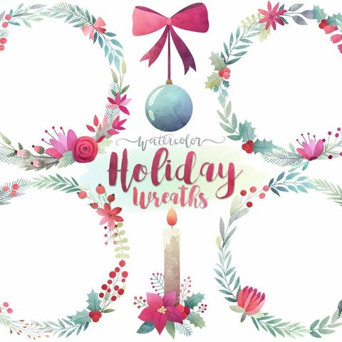  イラスト素材・Holiday Wreaths デジタルコンテンツ 