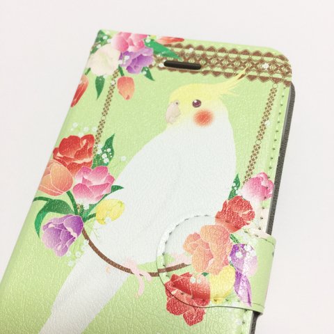 【受注生産】＜オカメインコ　iPhone  手帳型ケース＞