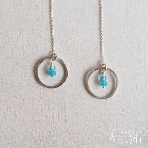 【受注制作】- Silver - Chain ピアス w/ Silver Circle  - BL -