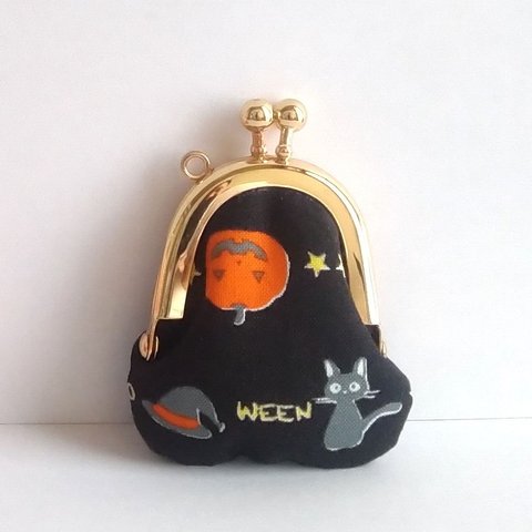 小さいがま口：豆姫：ちっちゃいがま口：littlie purse 357：かわいいがまぐち：小さな財布：ハロウィン,Halloween,お化け,かぼちゃ