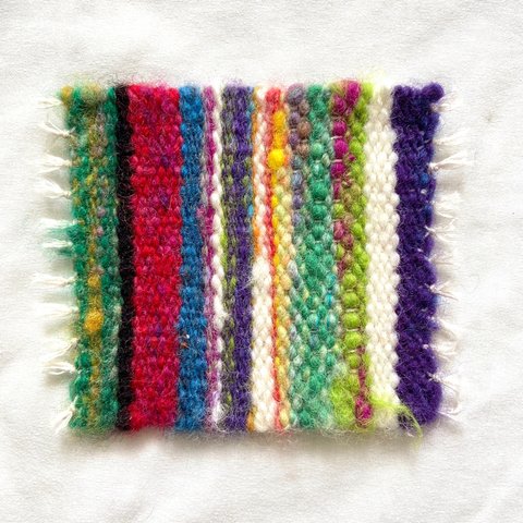 手紡ぎ手織りのコースター(f)
