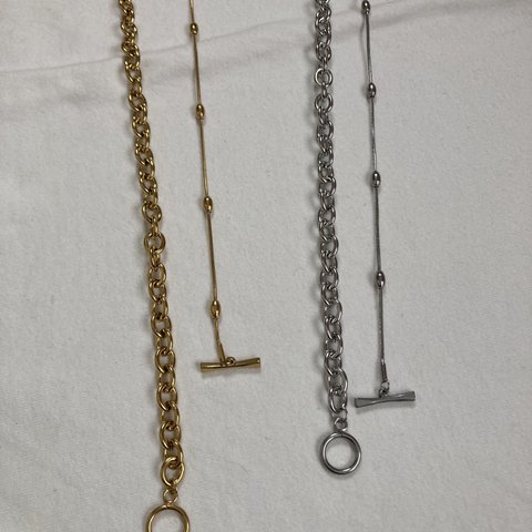 ーlong mix   chain necklaceー　サージカルステンレス　チェーンネックレス　チェーンブレスレット　レイヤードネックレス　チェーン　アレルギーフリー