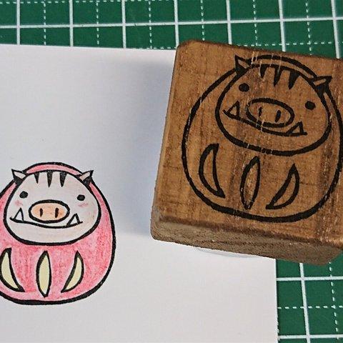 消しゴムはんこ★干支イノシシ（イノシシだるま）