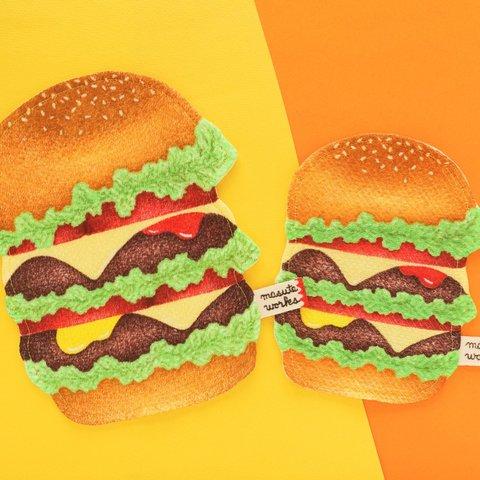 【ラッピング無料】大人・こども ガーゼハンカチセット　ハンバーガー