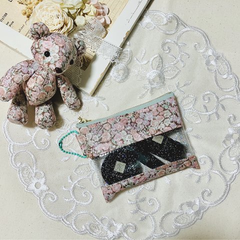  【受注制作】 Liberty♡mini clear pouch ミニポーチ