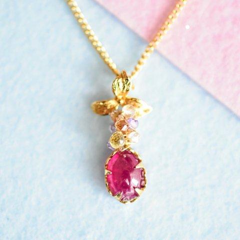 ✦リトルガーデン✦　1.83ct　ルビーとカラーストーンのネックレス