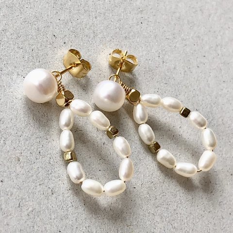 淡水パール×淡水ケシパール✨２way  ピアス