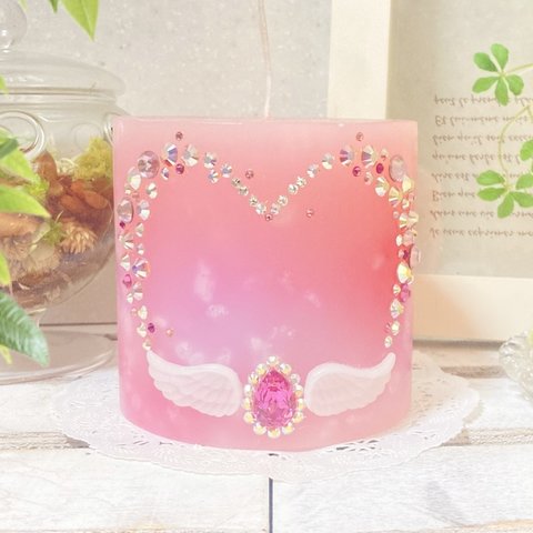 Φ10.3cm×H10cm スワロフスキーキャンドル(サクラ) № 000500 /Swarovski Candle