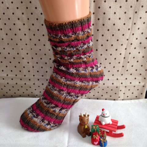 送料込 フリーサイズの手編み靴下3