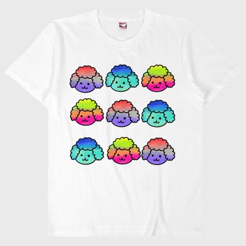 虹色のプードル　5.6oz Tシャツ