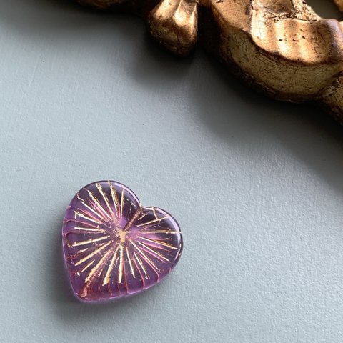 【1コずつ販売】JIRI＊IVANA#czech beads#チェコビーズ　heart♡22㍉ daydream light purple/bronze