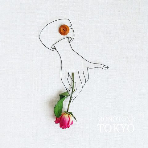 Wire Wall Art Flower (ローズ) 選べる袖ボタンカラー