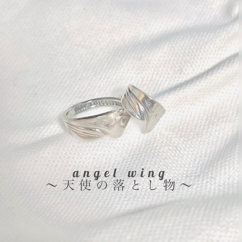 angelwing スプーンリング　スプーンイヤーカフ　2点セット　ハンドメイドイヤリング　アンティーク　アクセサリー