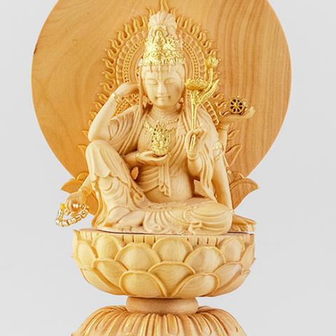 新作　仏教工芸品　精密彫刻　極上品　木彫仏教　仏師で仕上げ品　如意輪観音菩薩座像