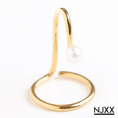 【セール】 NJXX ネイルリング TYPE.3 アコヤパール付 / K18 ゴールドコーティング シルバー925 K18GP SV NAIL RING