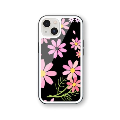 秋桜 コスモス 4 強化ガラス iPhoneケース　iPhone15 iPhone14 iPhone13 iPhone12 iPhone11 iPhoneSE2  iPhoneSE3