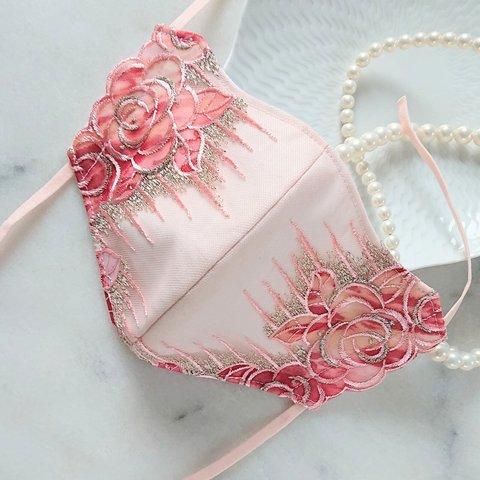 ♡華やぐバラ 上品刺繍が美しいレースマスク