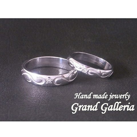 pt900 プラチナ900 唐草模様 アラベスク マリッジリング 結婚指輪 ダイヤモンド Grand Galleria