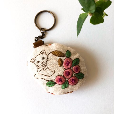 花猫 刺繍キーホルダー ⑥