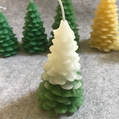 北欧　tree candle（white&green)