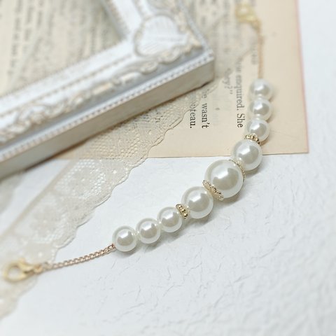 【送料無料】マスク留めに☆Simple Pearl Beads　マスクバンド　マスクチェーン