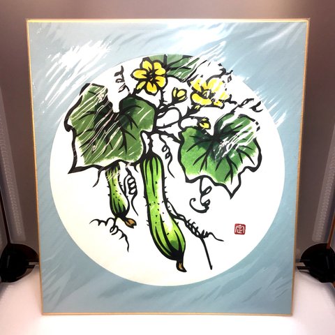 【切り絵】爽やか夏野菜 胡瓜の色紙