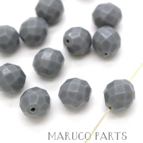 【14mm＊多面＊カットラウンド＊10個】【1#グレー】両穴＊ヴィンテージ風◎beads-529-c1-m